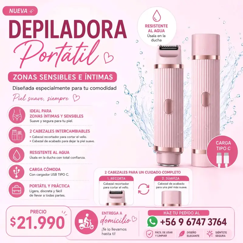 Depiladora portátil resistente al agua para zonas sensibles - 1
