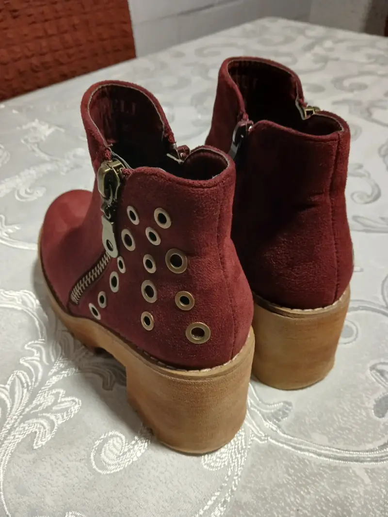 Botines de gamuza burdeos con plataforma - 1