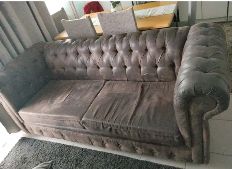 Sofá Chesterfield de Cuero Marrón - 1