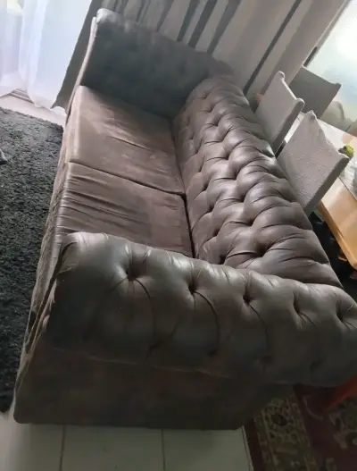 Sofá Chesterfield de Cuero Marrón - miniatura 2