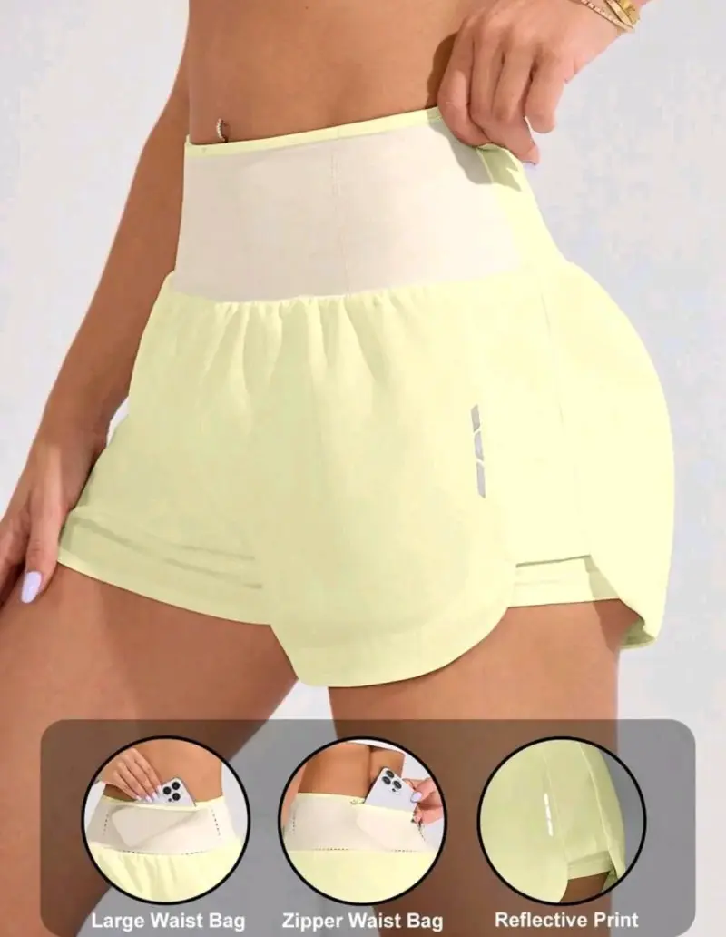 Shorts deportivos con bolsillo y cintura alta - 1