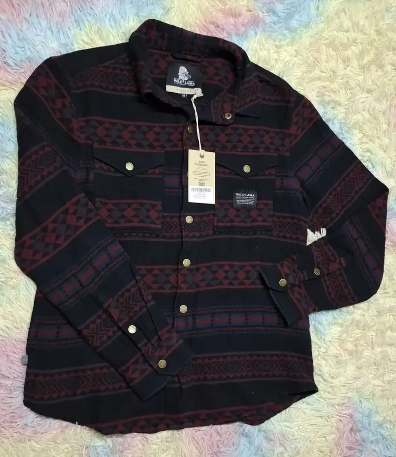 Camisa Orgánica Full Print Burdeo Hombre Wild Lama - 4