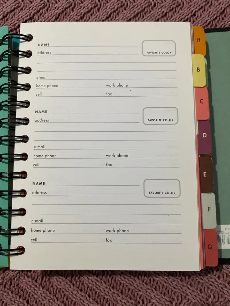 Libreta de Colores para datos personales - 4