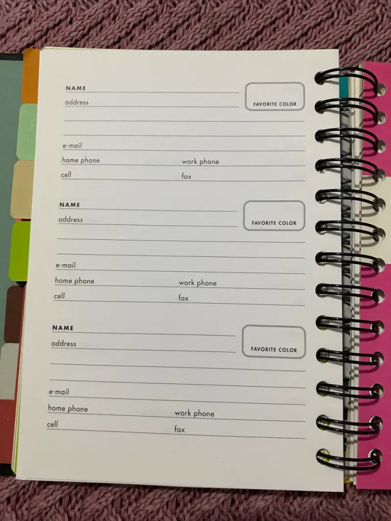 Libreta de Colores para datos personales - 5