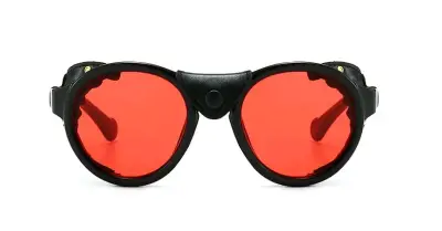 Lentes de Sol Estilo Steampunk Shield Rojos Cuero - miniatura 2