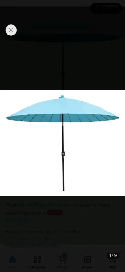 Quitasol redondo turquesa para jardín 2.7m - miniatura 1