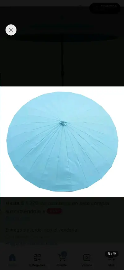 Quitasol redondo turquesa para jardín 2.7m - miniatura 5