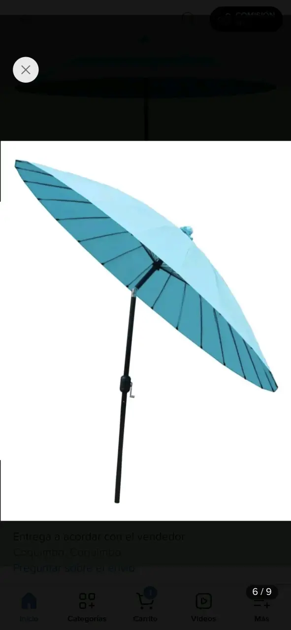 Quitasol redondo turquesa para jardín 2.7m - 6