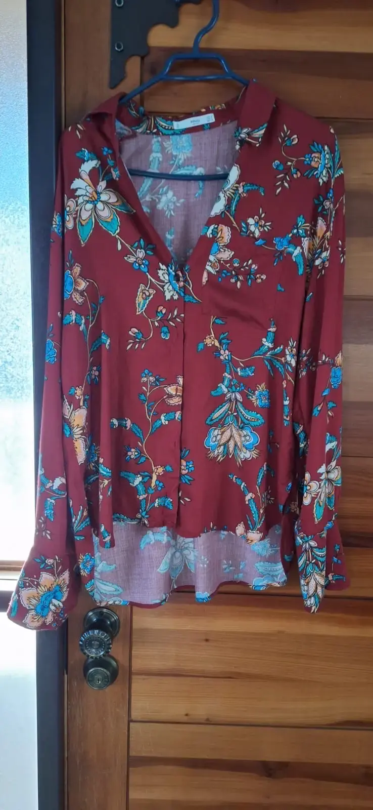 Blusa floral roja de manga larga MANGO TALLA M