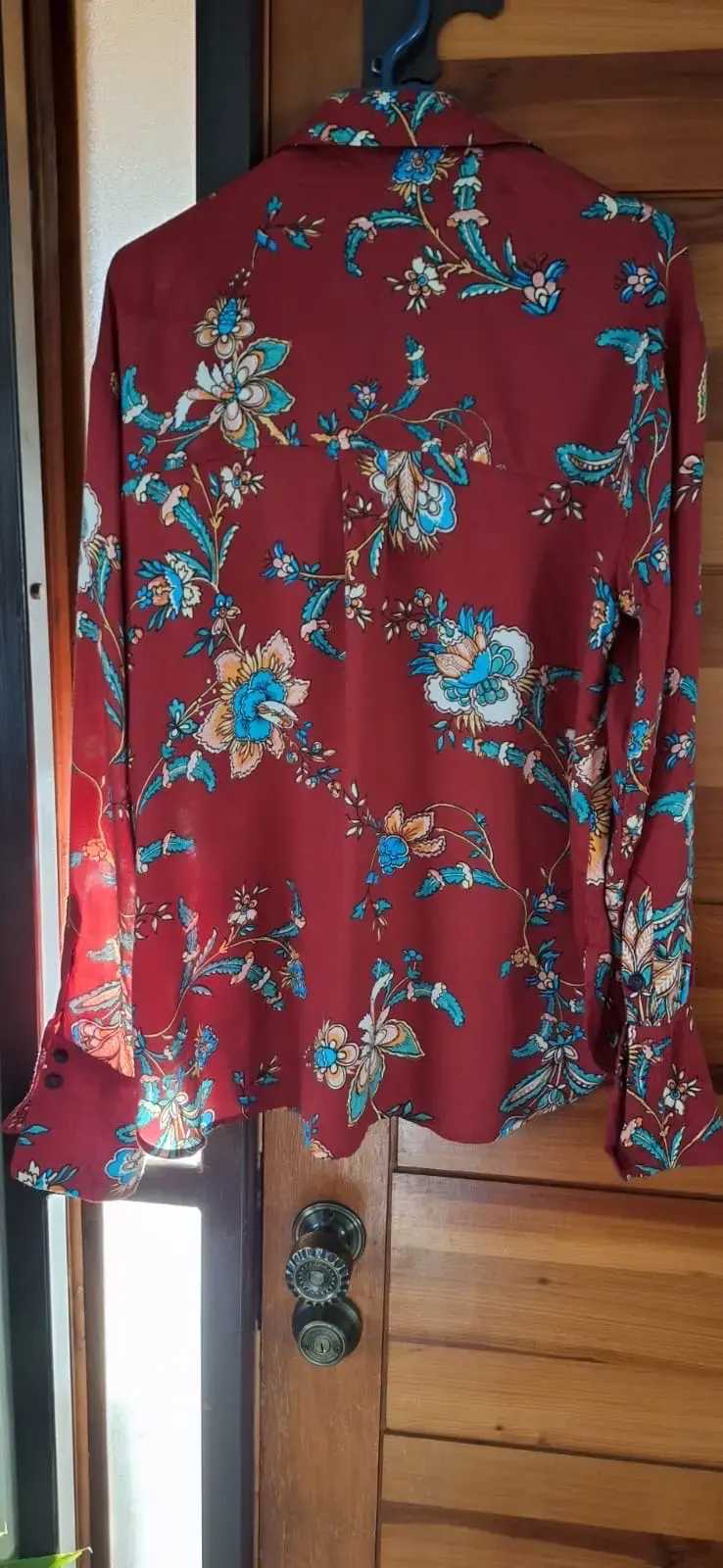 Blusa floral roja de manga larga MANGO TALLA M - 2