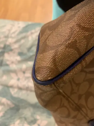 Bolso tote Coach marrón con detalles azules - miniatura 3