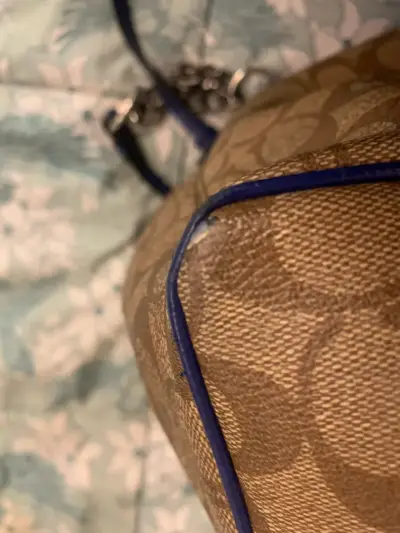 Bolso tote Coach marrón con detalles azules - miniatura 4