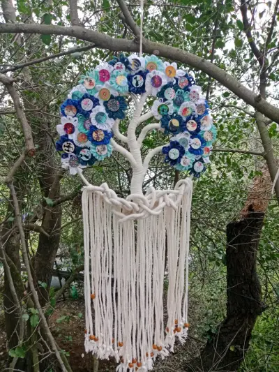 Decoración de pared macramé árbol de la vida - miniatura 1