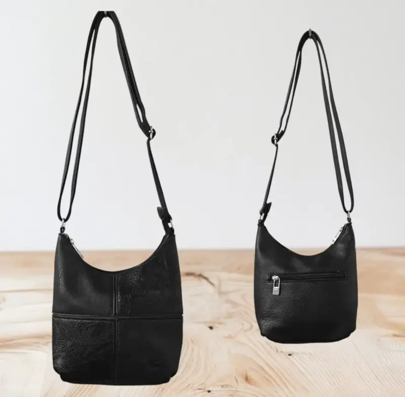Bolso bandolera negro de cuero sintético - 1