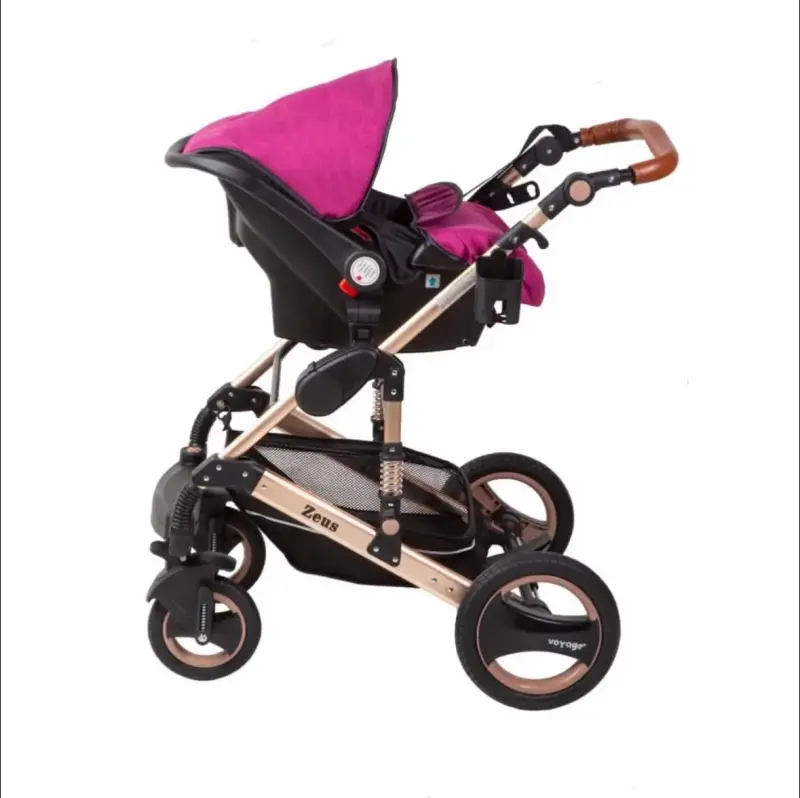 Coche de bebé Zeus rosa con diseño moderno - 3