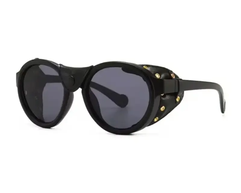 Lentes de sol Steampunk Shield Negros Cuero