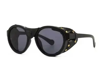 Lentes de sol Steampunk Shield Negros Cuero - miniatura 1
