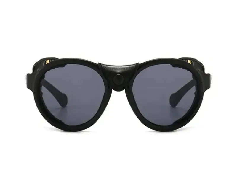 Lentes de sol Steampunk Shield Negros Cuero - 2