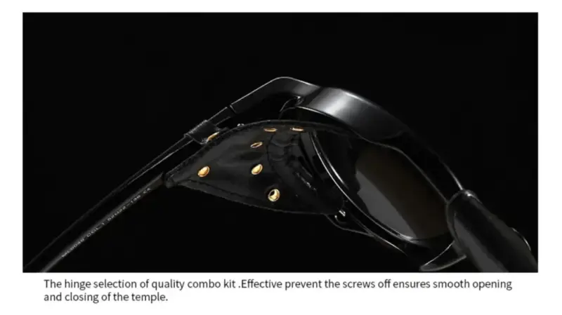 Lentes de sol Steampunk Shield Negros Cuero - 3