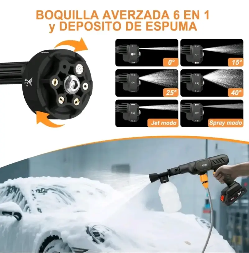 Hidrolavadora inalámbrica 3500 PSI con accesorios - 4