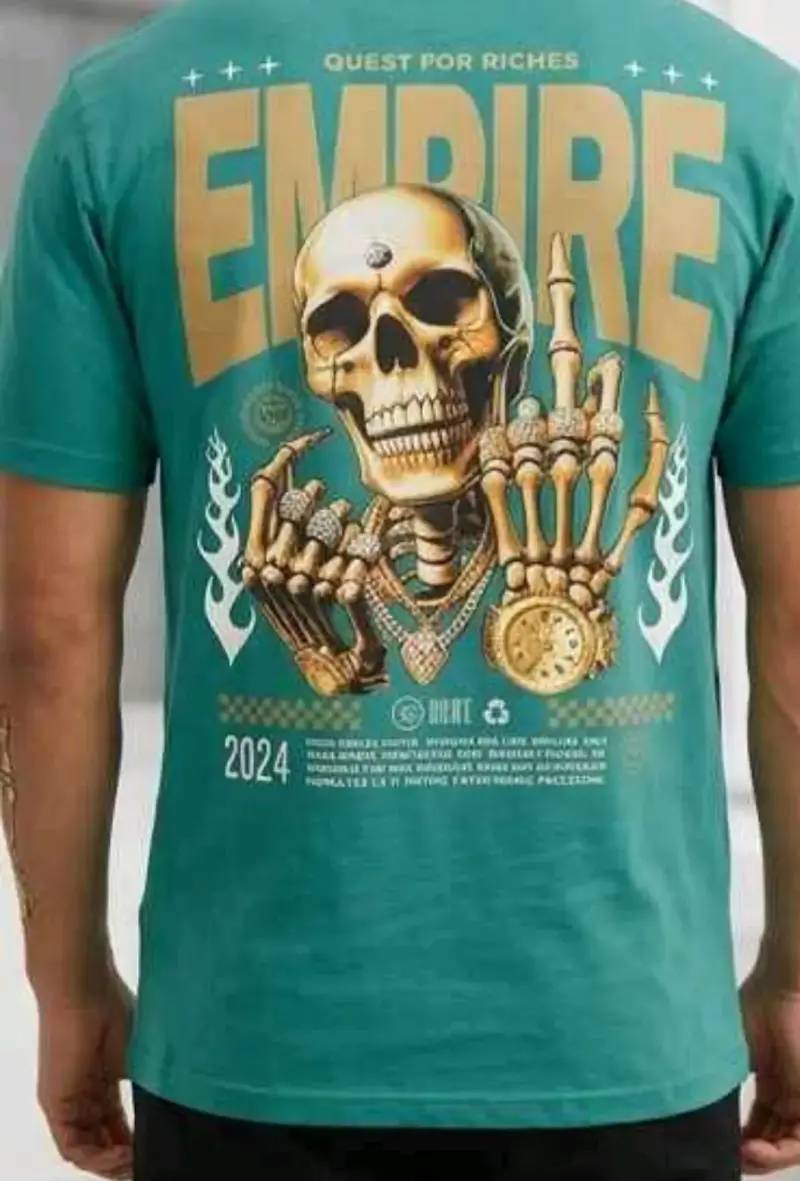 Polera verde con diseño de calavera Clusterman - 3