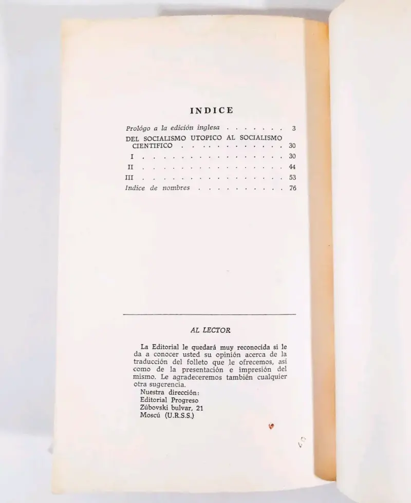 Del Socialismo Utópico al Socialismo Científico. - 2