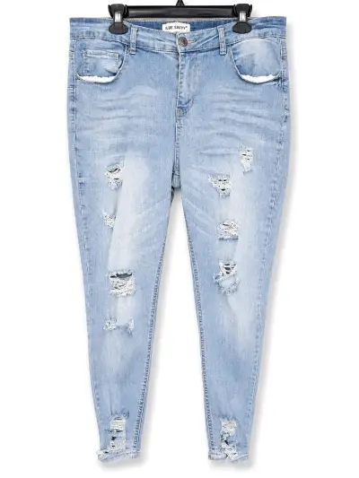 Jeans rasgados azul claro para mujer - miniatura 1