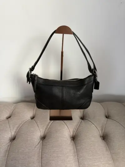 Cartera de cuero coach negra - miniatura 1