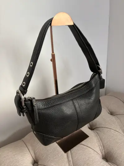 Cartera de cuero coach negra - miniatura 2