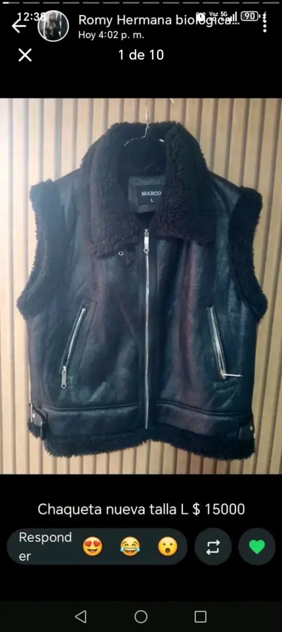 Chaleco de cuero sin mangas Marco talla L - 1