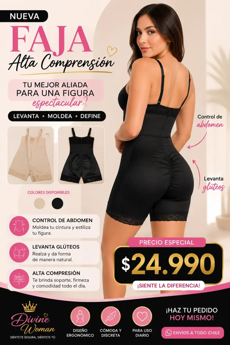 Faja alta compresión Divine Woman negra - 1