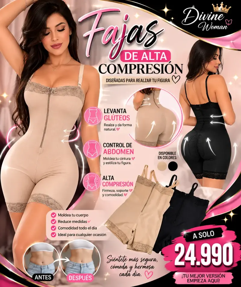 Faja alta compresión Divine Woman negra - 2
