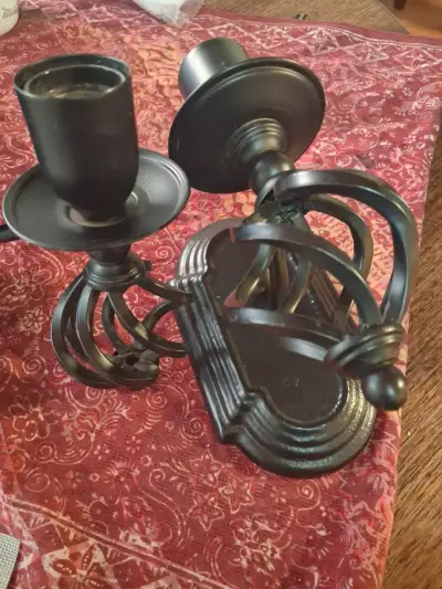 Apliques de pared de metal negro vintage - miniatura 3