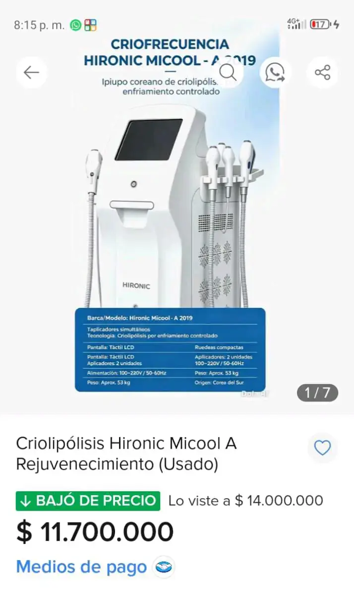 Máquina de Criolipólisis Hironic Micol A 2019 - 2