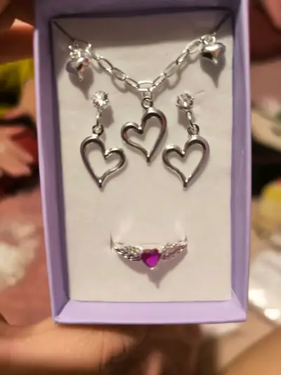 Set de joyería de plata 925, pulsera, aros y anill - miniatura 1