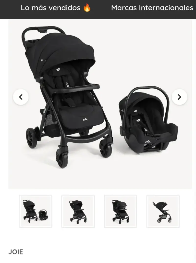 Coche de bebé Joie negro con silla de auto - 3