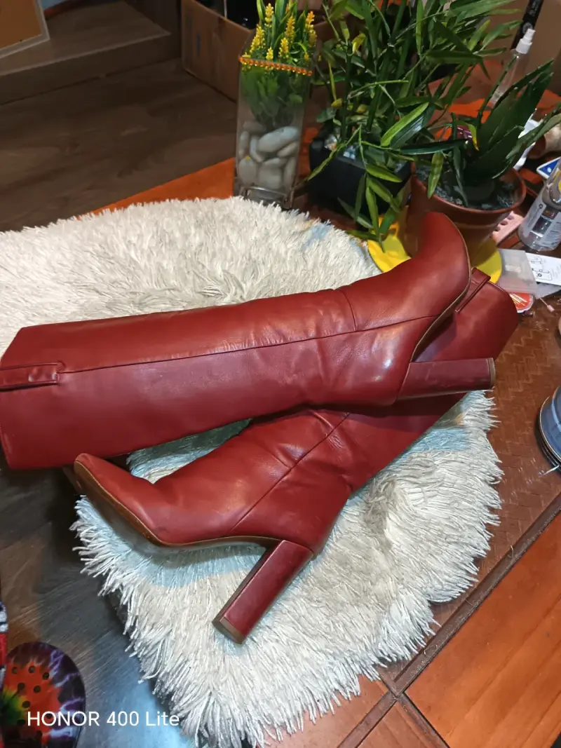 Botas de cuero rojas de tacón alto - 6