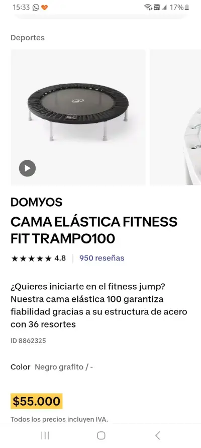 Cama Elástica Fitness Domyos Fit Trampo100 - miniatura 2