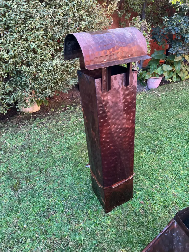 Parrilla de acero inoxidable con chimenea de cobre - 3