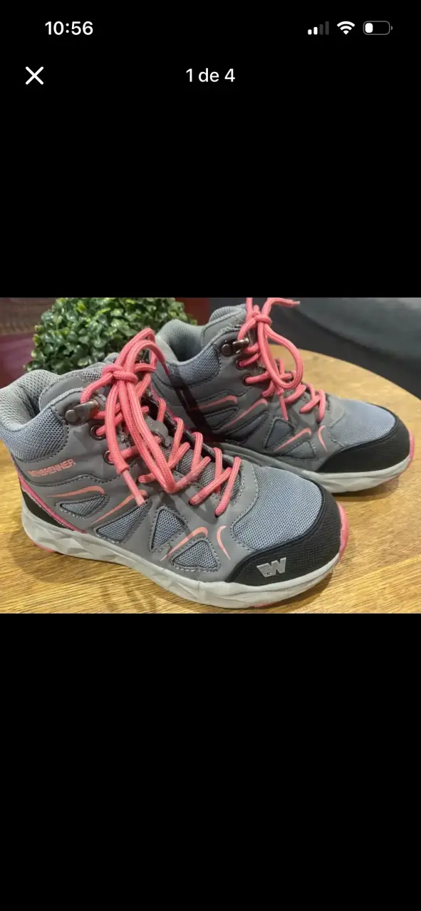 Zapatillas deportivas infantiles gris y rosado - 1