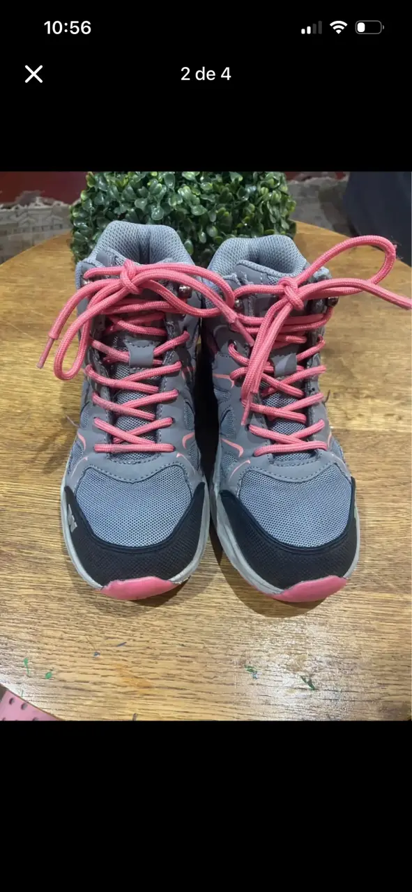 Zapatillas deportivas infantiles gris y rosado - 2