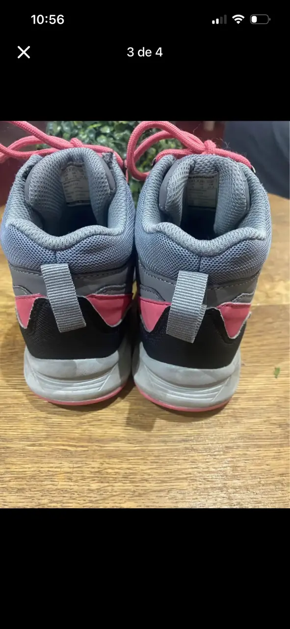 Zapatillas deportivas infantiles gris y rosado - 3