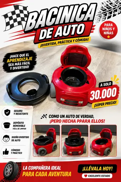 Bacinica de auto para niños, diseño divertido - miniatura 1