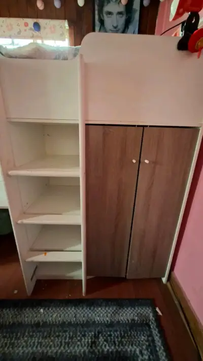 Cama alta con escritorio y estantería para niños - miniatura 2