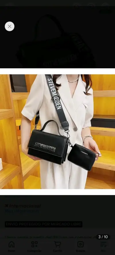 Bolso negro Steve Madden con correa ajustable - miniatura 4