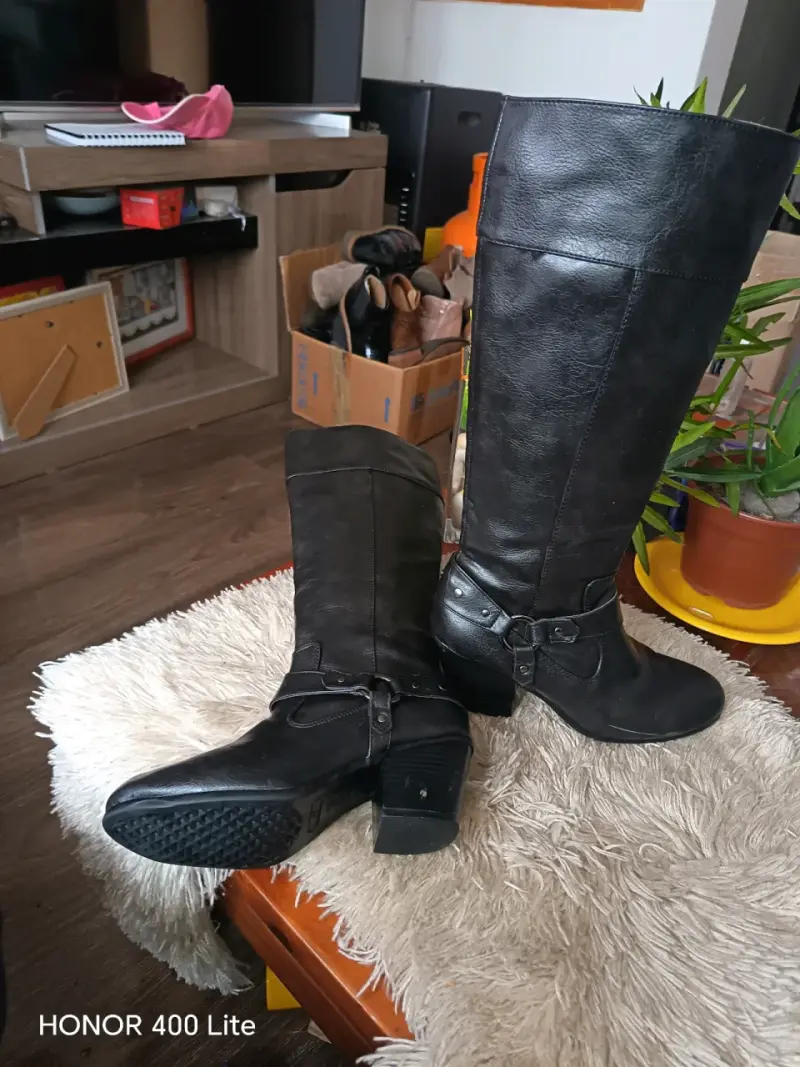 Botas de cuero sintéticoo negras con tac - 3
