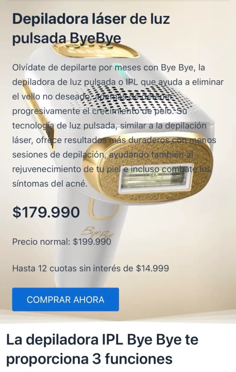 Depiladora Láser IPL Bye Bye con 9 Niveles - 3