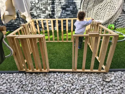 Parque de juegos infantil de madera plegable - miniatura 3