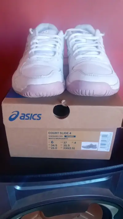 Zapatillas deportivas blancas Asics Court Slide 4 - miniatura 1