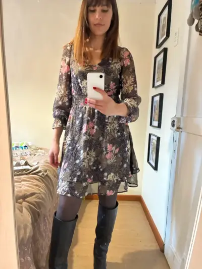Vestido floral manga larga para mujer - miniatura 1